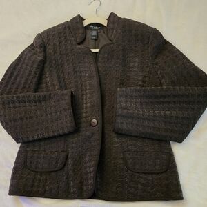 Studio By Liz Claiborne Jacket Size 14 Button Black Chunky Career